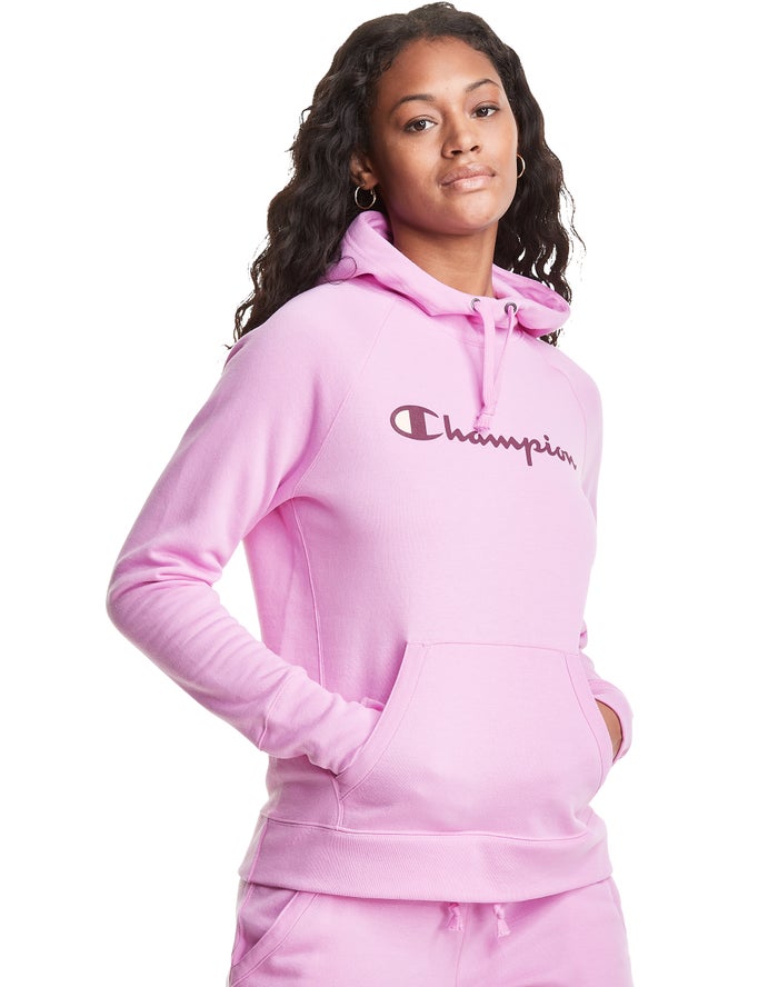 Sudadera Con Capucha Champion Mujer - Powerblend Fleece Script Logo ( Rosas ) 2709368-WC